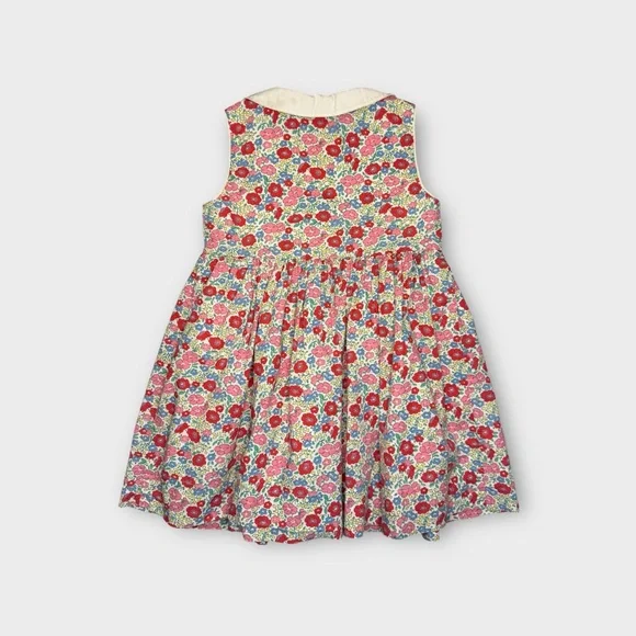 Mini Boden Peter Pan Collar Retro Floral Sleeveless Front Button Closure Dress - Picture 5 of 5